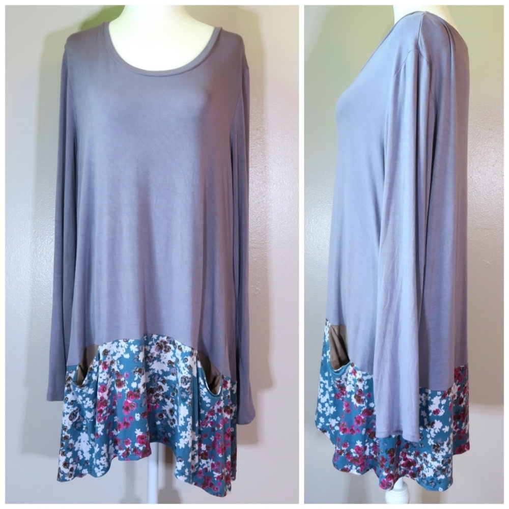 [LOGO] Printed Hem Tunic Top with Pockets Size XL